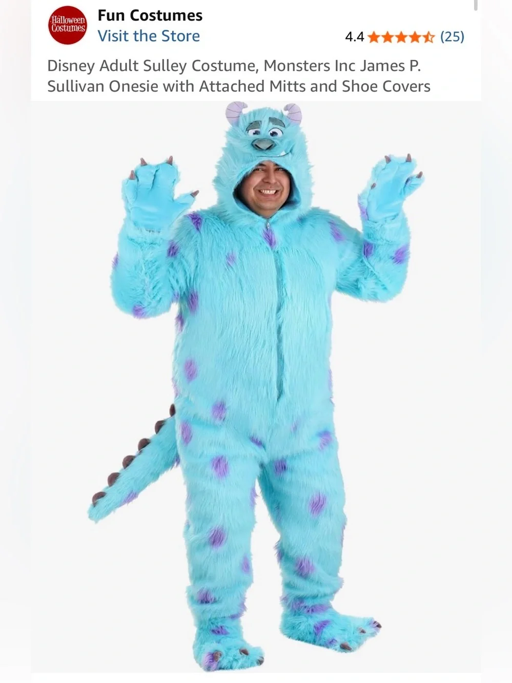 Sully Monsters Inc adult costume large
